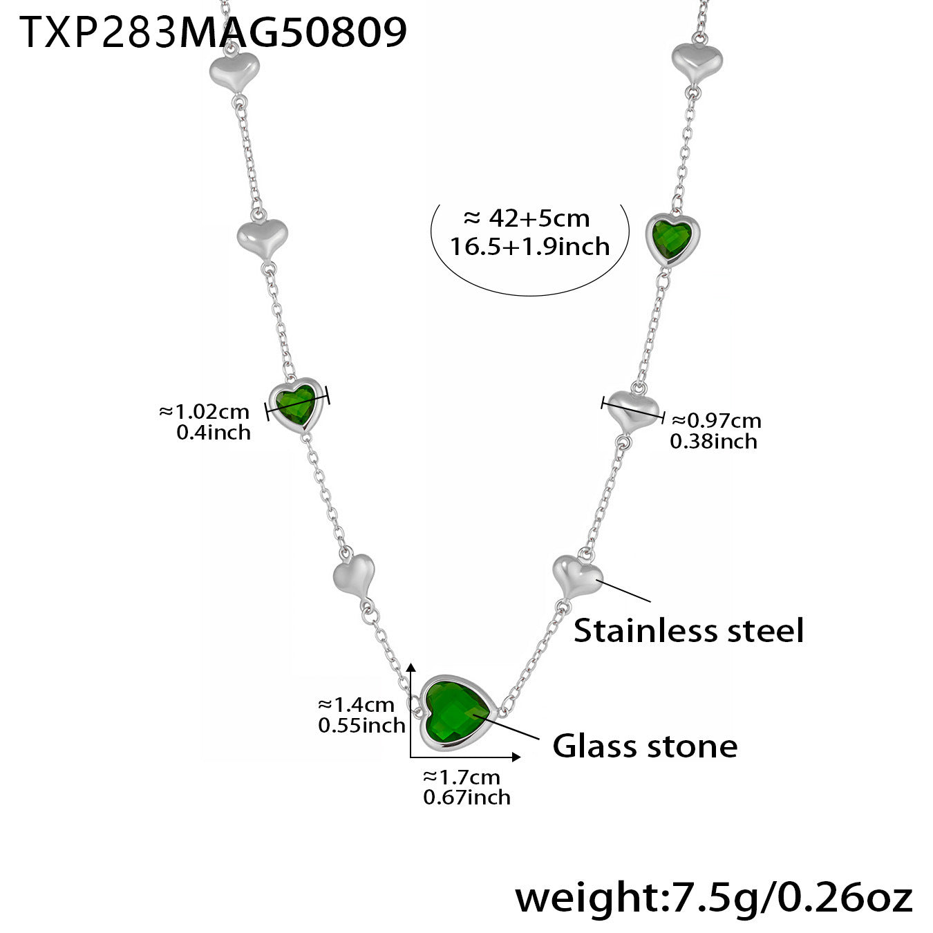 B廠【TXP283】珠寶新品切面玻璃石空心愛心項鍊不銹鋼鍍18k真金精美首飾 25.08-3