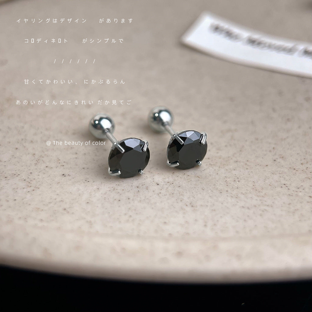 C廠【5393】耳骨釘 304不銹鋼螺帽鎖螺絲防掉睡覺不用摘彩色鋯石耳飾耳環 25.01-1