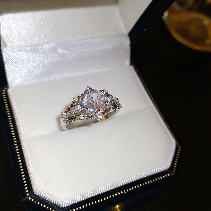 A廠【HR2459】鋯石圓形開口戒指歐美復古小眾精緻設計食指戒輕奢高級感手飾指環 25.02-4