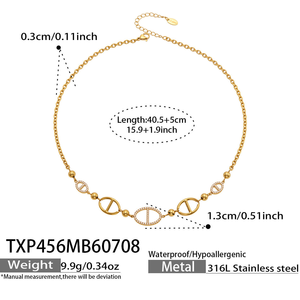 B廠【TXP456】歐美幾何新款鏤空鈦鋼不掉色新款日字鑲鋯石項鍊手鍊耳環首飾套裝 26.07-3