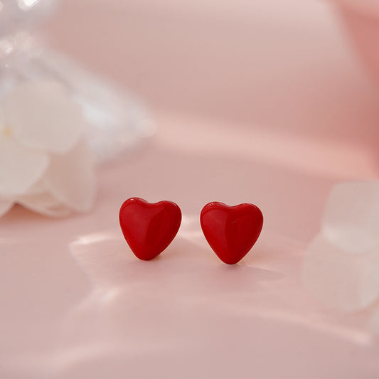 E廠【YC2304E】S999足銀琺瑯愛心耳環法式復古氣質優雅經典個性耳飾 25.06-4