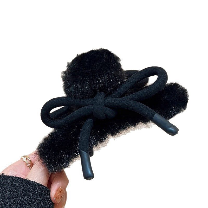 C廠【H46】秋冬黑色蝴蝶結抓夾女毛絨髮夾2025新款高級感盤髮鯊魚夾氣質髮飾
25.12-2「C廠-單筆結帳需滿,NT$500出貨(不含運費)」