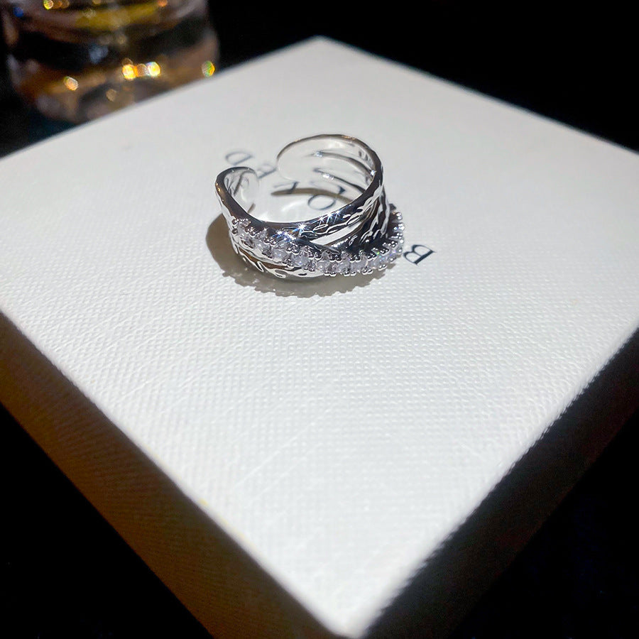 A廠【HR2784】歐美跨境鋯石三層交叉開口戒指時尚百搭氣質食指戒輕奢高級感指環
 25.10-4