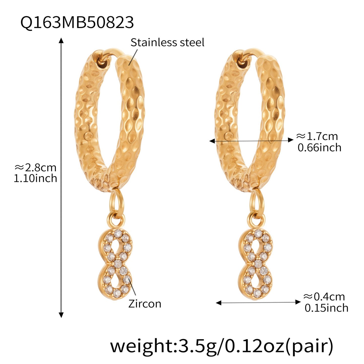 B廠【Q150】ins小眾設計感愛心鋯石吊墜耳環不鏽鋼鍍18k真金耳環不掉色 25.08-5