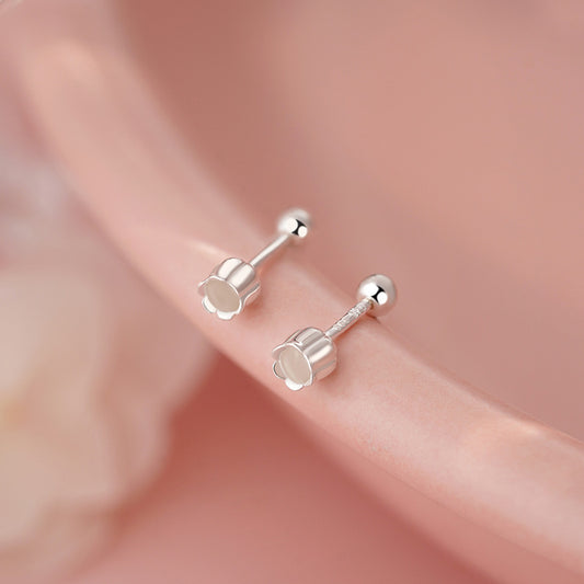 E廠【YC9488E】S999足銀鈴蘭花螺絲耳環簡約風清新甜美韓風氣質淑女耳飾 25.06-4