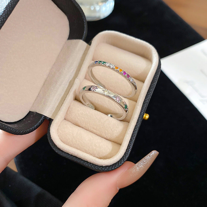 A廠【HR2214】彩色鋯石星星幾何開口戒指兩件套時尚指環新款高級感輕奢食指戒女 24.08-3