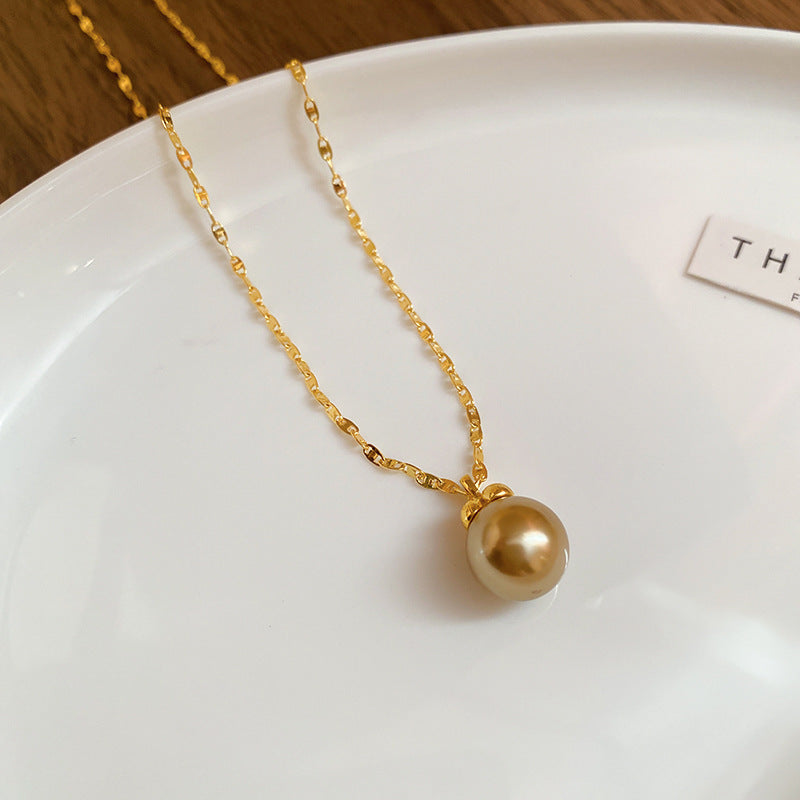 A廠【HN8153】法式圓球吊墜珍珠項鍊輕奢高級感百搭鎖骨鏈小眾時尚氣質項鍊配件配件 25.01-2