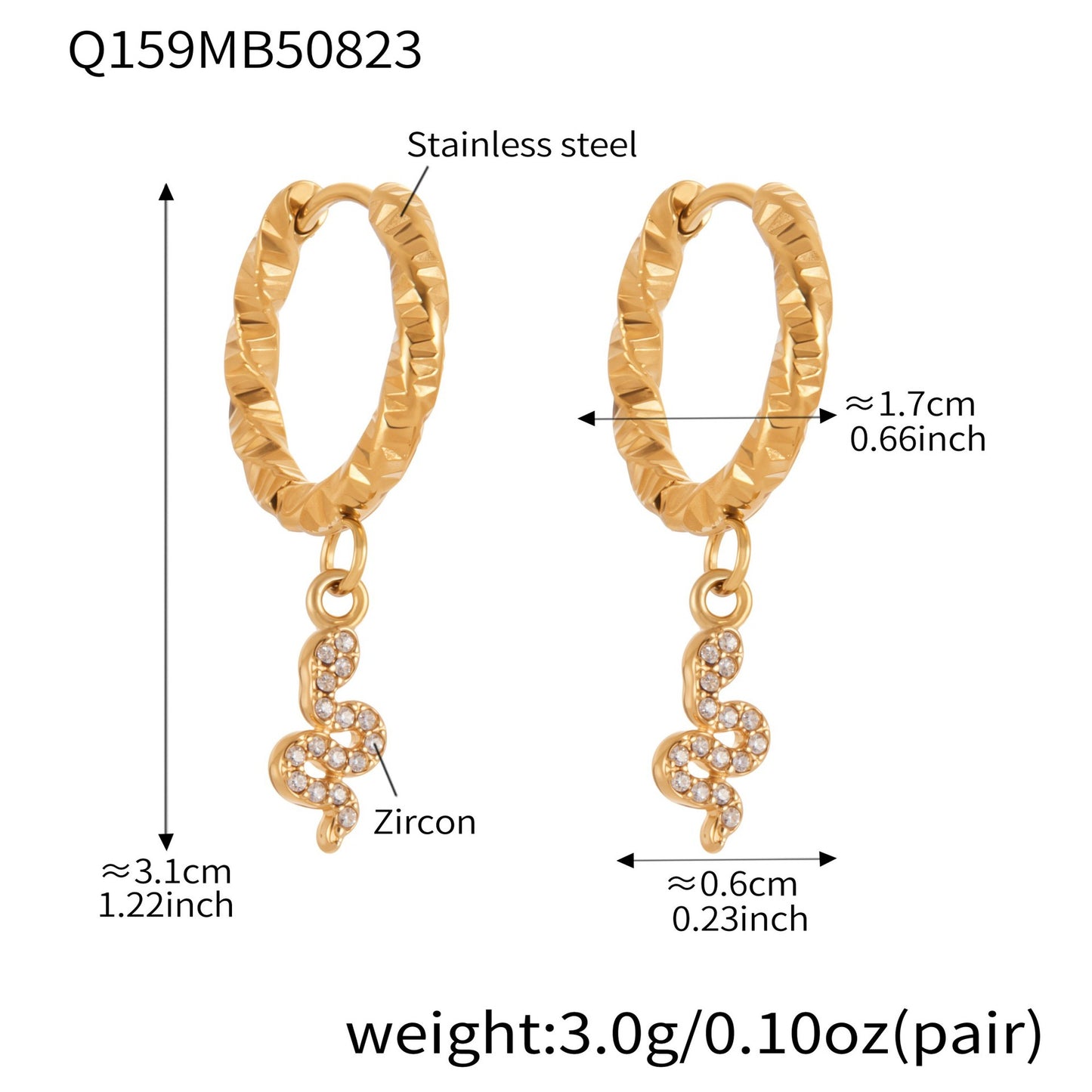 B廠【Q150】ins小眾設計感愛心鋯石吊墜耳環不鏽鋼鍍18k真金耳環不掉色 25.08-5