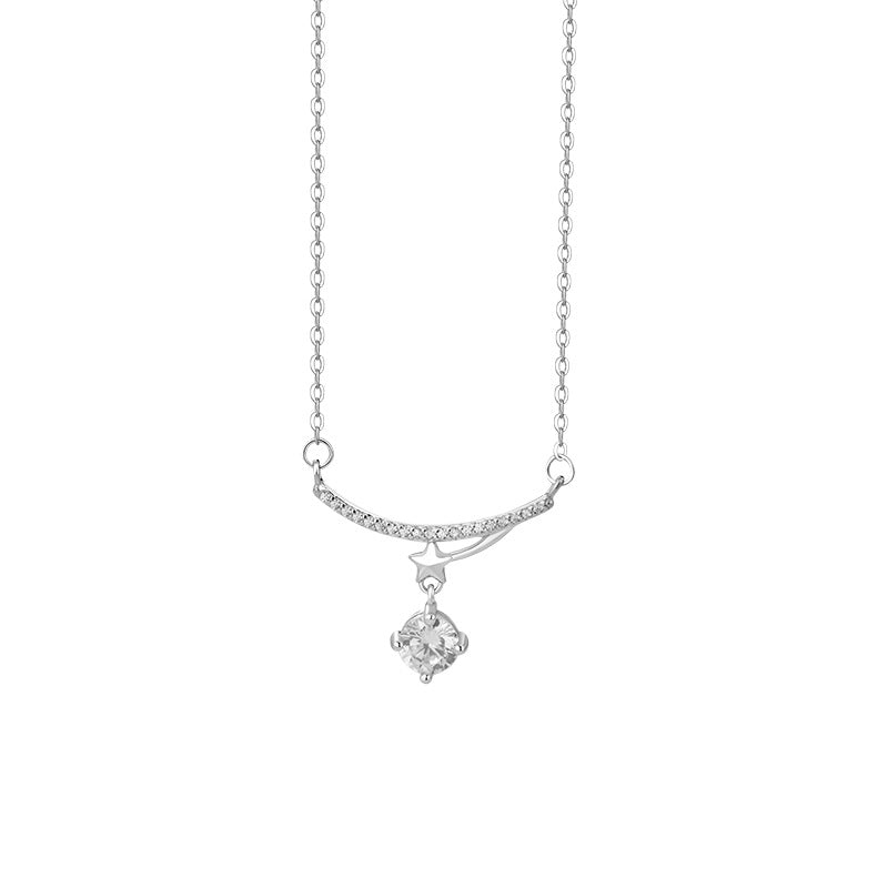 E廠【YC1182N】S999足銀微笑許願星項鍊高級爆閃時尚輕奢文藝簡約鎖骨鏈 25.03-3