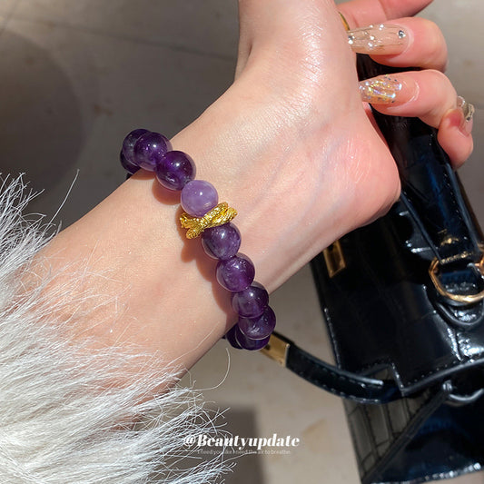 A廠【HB3456】新中式紫水晶蛇形纏繞串珠手鍊輕奢高級感水晶手串氣質百搭手飾女 25.01-4