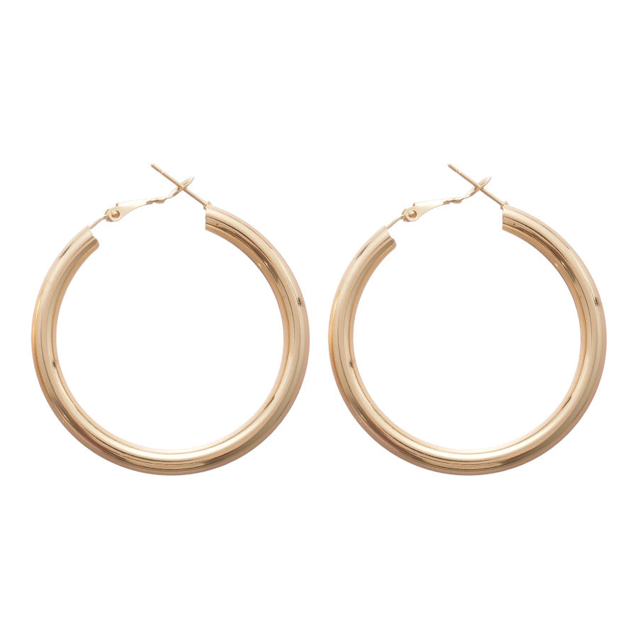 A廠【HE26649】925銀針歐美金屬感光面幾何圓圈耳圈簡約小眾耳環個性百搭高級感耳飾 25.06-1