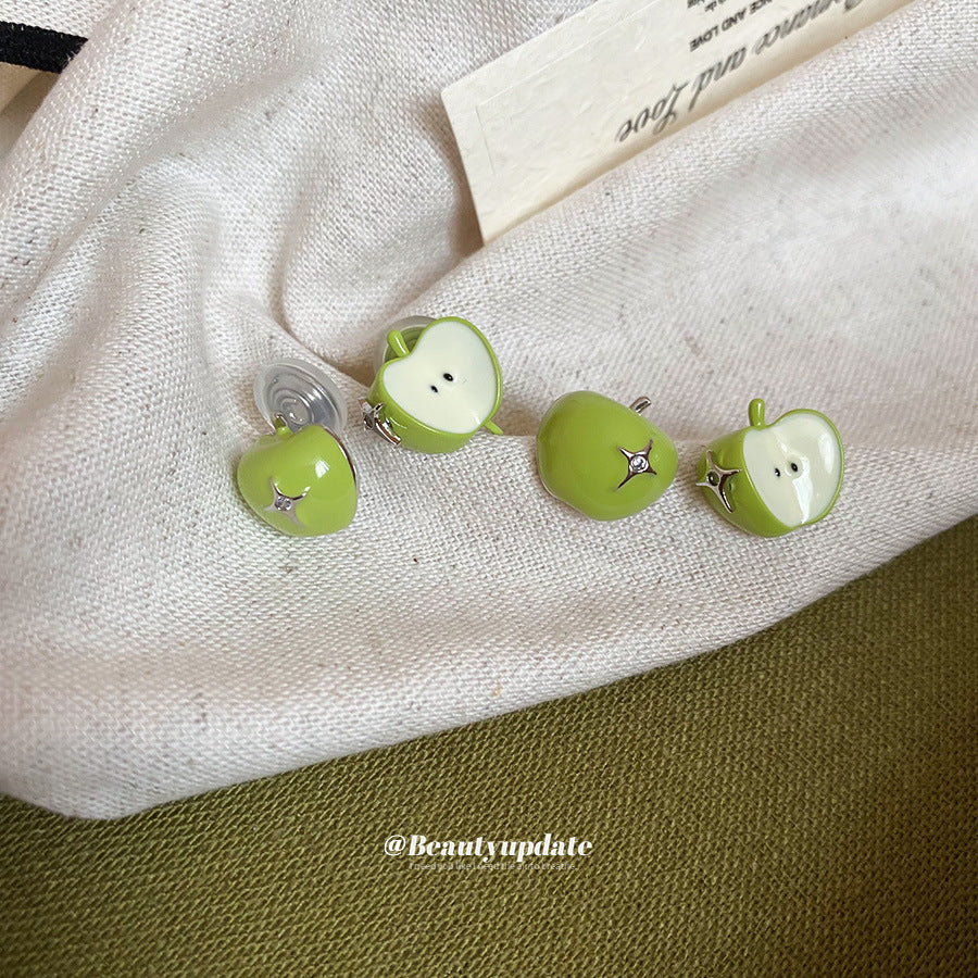 A廠 【HE26551】925銀針鋯石滴油蘋果耳環2025新款爆款耳環清新小甜美耳飾設計感小眾 25.05-4