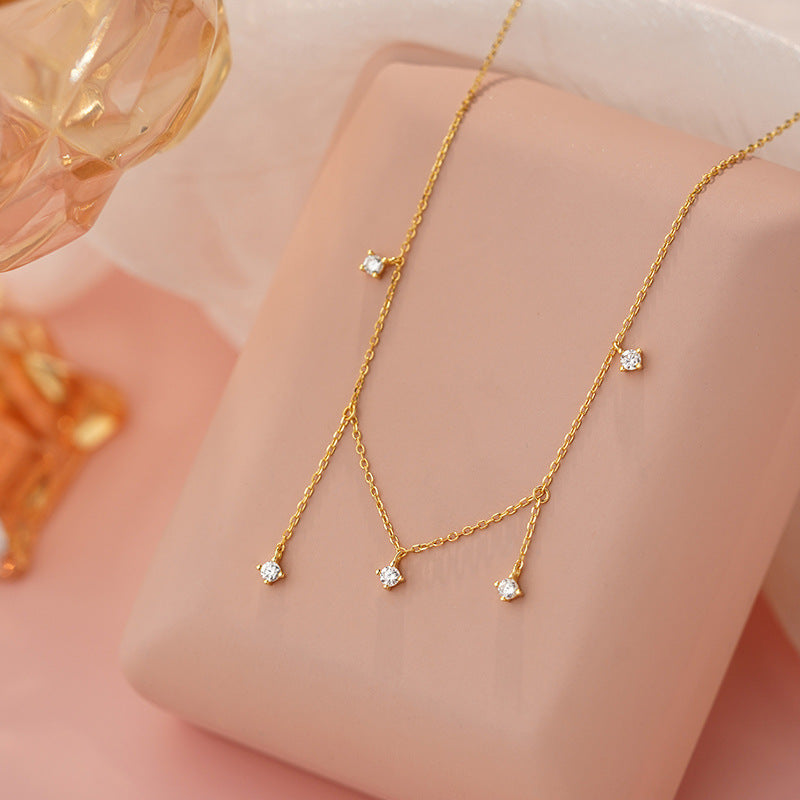 E廠【YC0432N】S925純銀小眾設計流蘇項鍊女簡約冷淡風氣質百搭鎖骨鏈 25.03-3