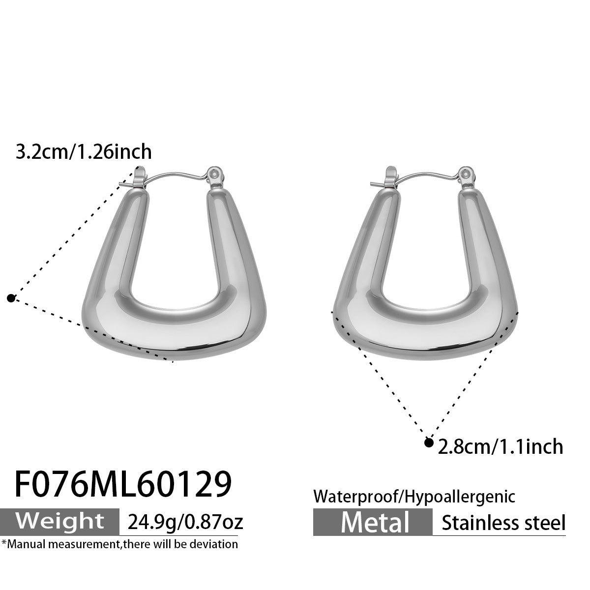 B廠【F076】跨國ins簡約設計U型幾何耳環歐美網紅時尚百搭耳飾不鏽鋼鍍18k金
26.02-1