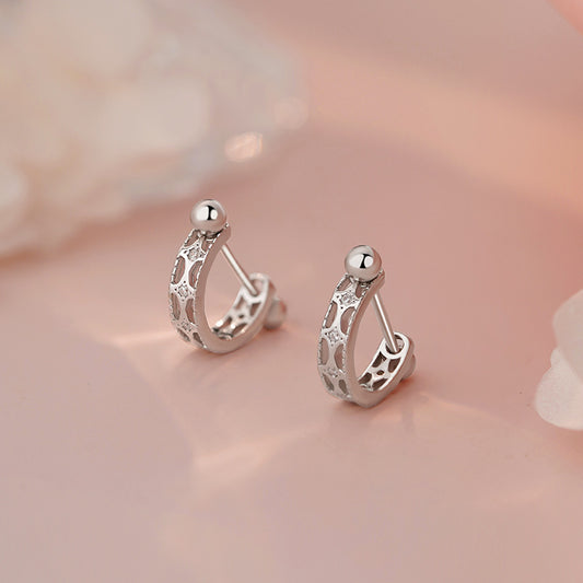 E廠【YC7213E】S999足銀U型螺絲耳環簡約幾何設計感高級文藝風新款耳飾 25.06-3