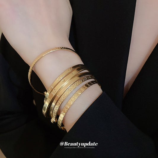 A廠【HB3463】跨境歐美金屬冷淡風手鐲氣質百搭時尚手鐲小眾個性手飾輕奢高級感 25.01-4