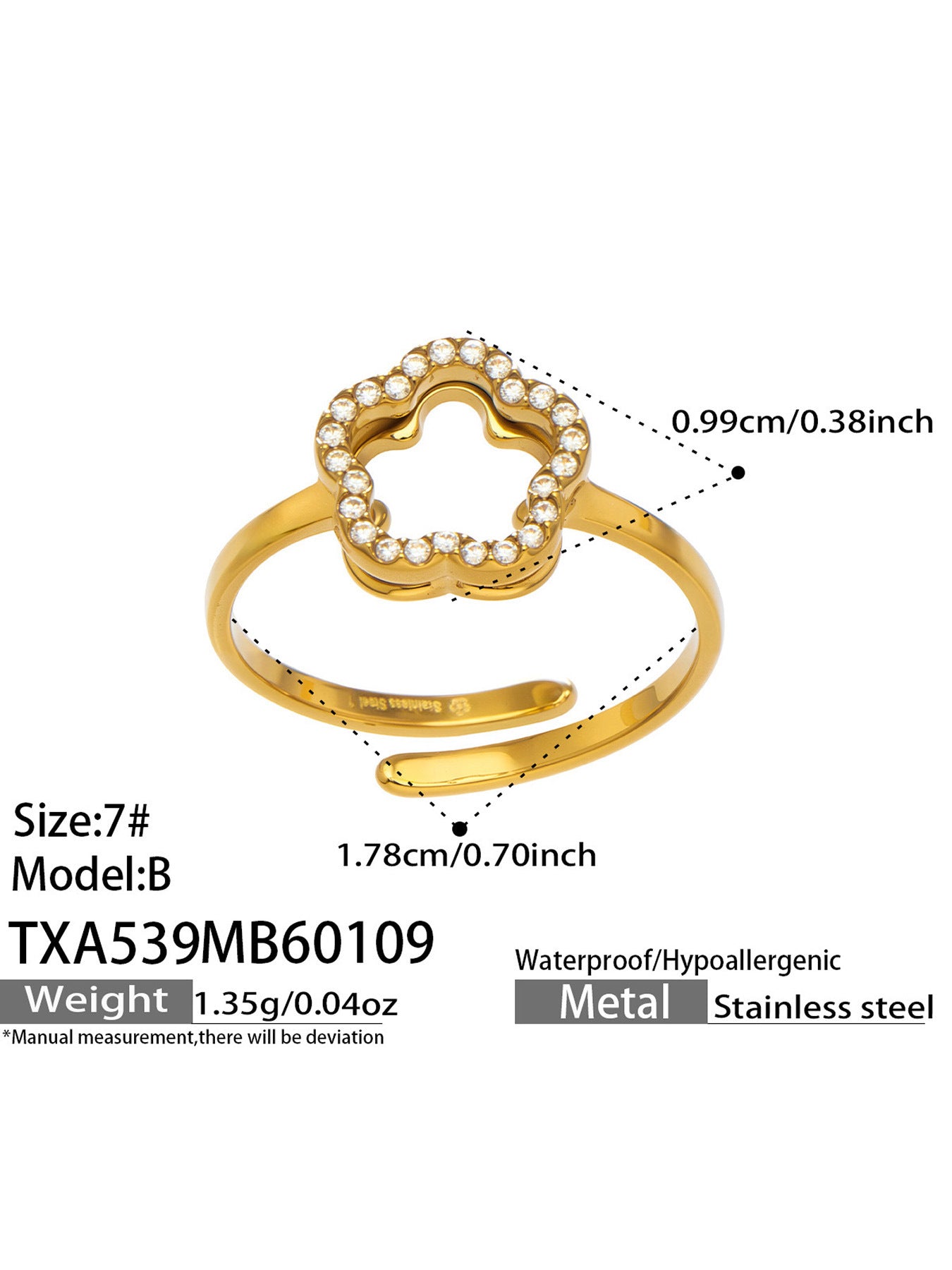 B廠【TXP539】歐美ins時尚5A鋯石花朵項鍊手鍊耳環戒指女士首飾組不銹鋼飾品
26.01-2