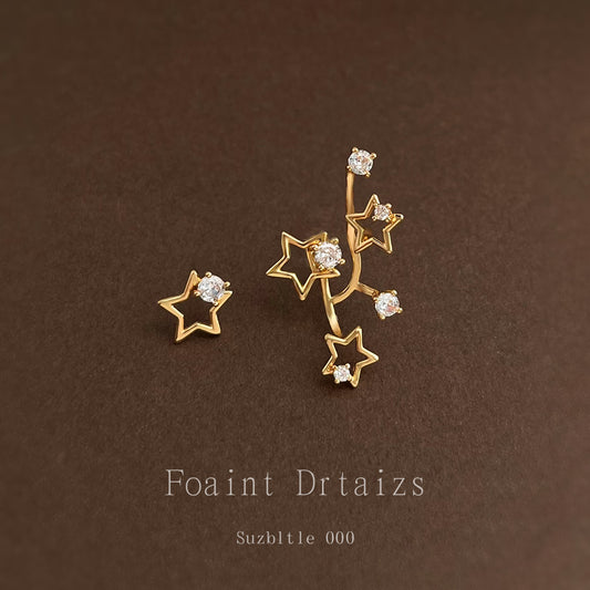 C廠【6673】【繁星】原創設計不對稱個性微鑲鋯石ins創意新款耳環女 星系耳飾
 25.08-5