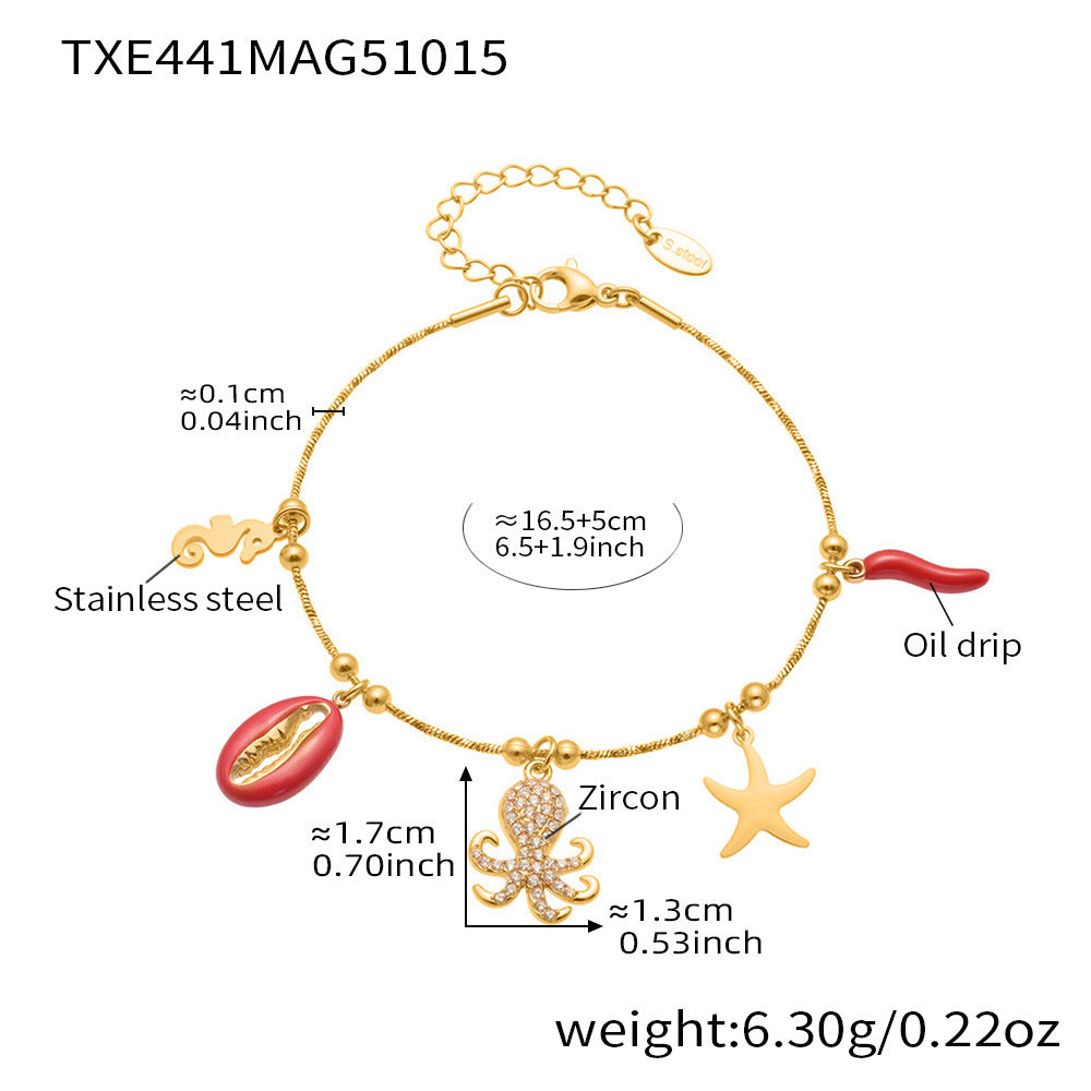 B廠【TXP441】5A鋯石八爪魚海洋風DIY多配件吊墜手鍊腳鍊項鍊不鏽鋼套裝
 25.10-4