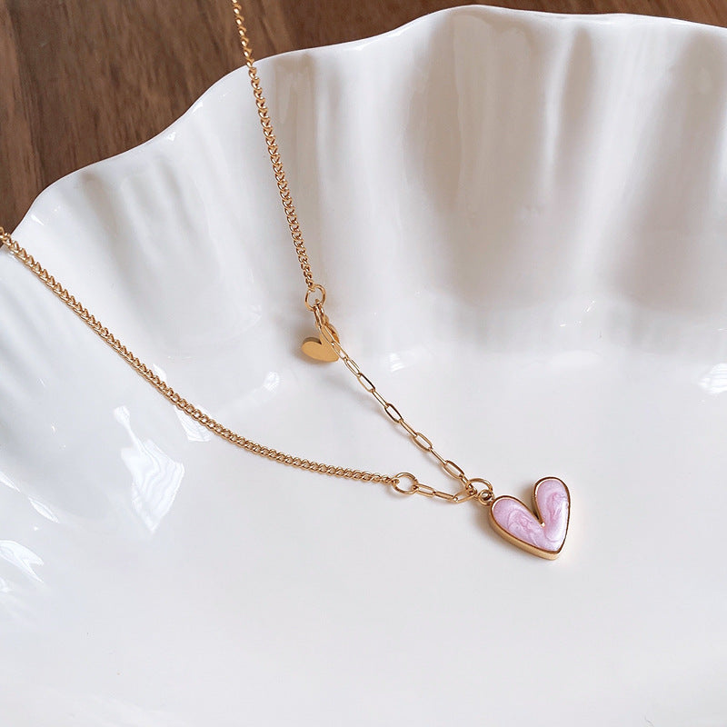 A廠【HN7906】鈦鋼不銹鋼滴油愛心項鍊女小眾百搭鎖骨鏈時尚輕奢高級感飾品配件 24.12-1