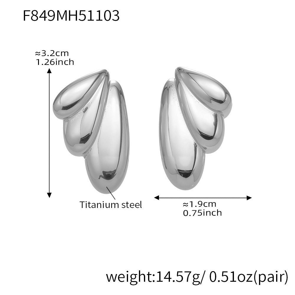 B廠【F849】不鏽鋼幾何扇形耳環冷淡風耳飾跨境網紅新款飾品鍍18k真金
25.11-2