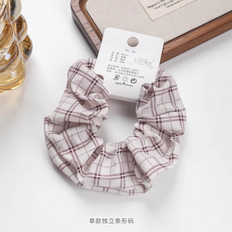 D廠【B486】卡裝高級感大腸圈髮繩時尚方格紋寬頭繩布藝髮飾皮筋高馬尾髮圈
 25.10-5「D廠-單筆結帳需滿,NT$600出貨(不含運費)」