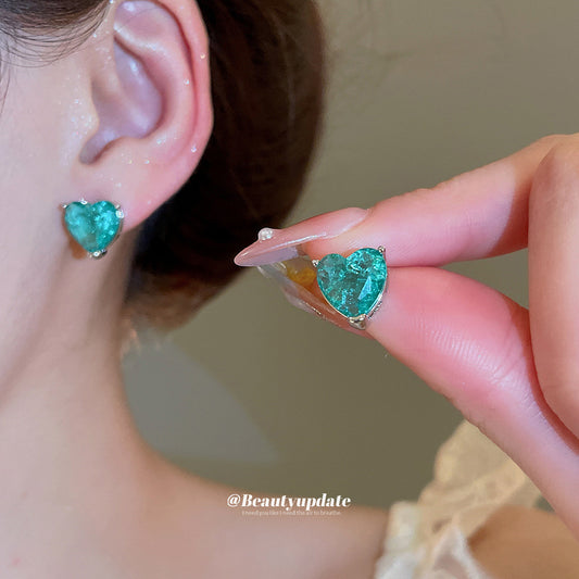 A廠 【WE2759】925銀針鋯石愛心耳環甜美小清新氣質耳環個性簡約百搭耳環小眾高級感 25.05-4