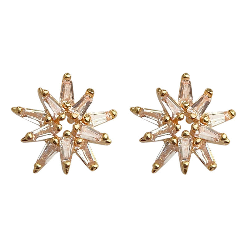 C廠【3737】微鑲鋯石個性設計感迷你版鍍14K銀針耳環幾何ins簡約時尚通勤耳飾 24.03-4