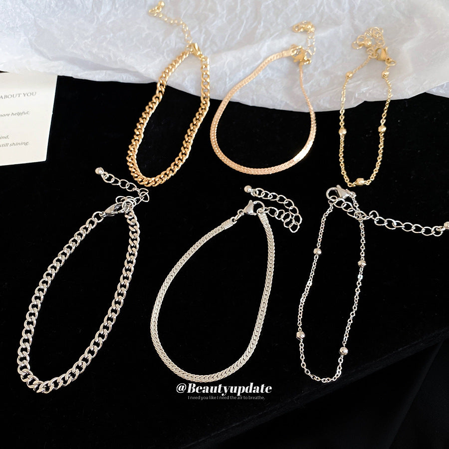 A廠【HB4601】歐美跨國金屬感蛇鍊手鍊三件組時尚百搭氣質手環小眾設計感手飾女
 25.10-1