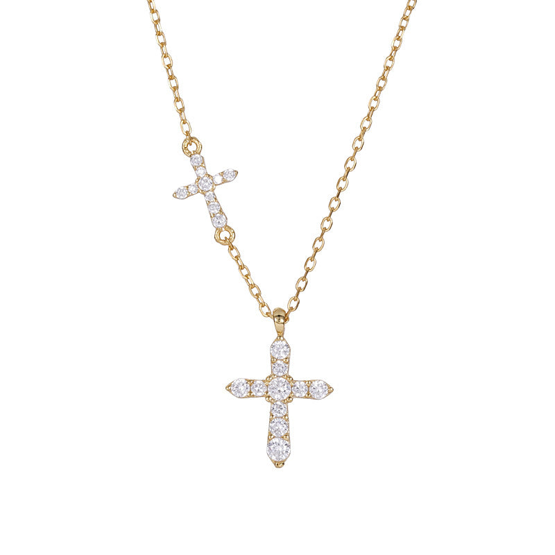E廠【DQ0132N】S925純銀滿鑽雙十字架項鍊女精緻簡約鑲鋯石高級感鎖骨鏈
25.10-3