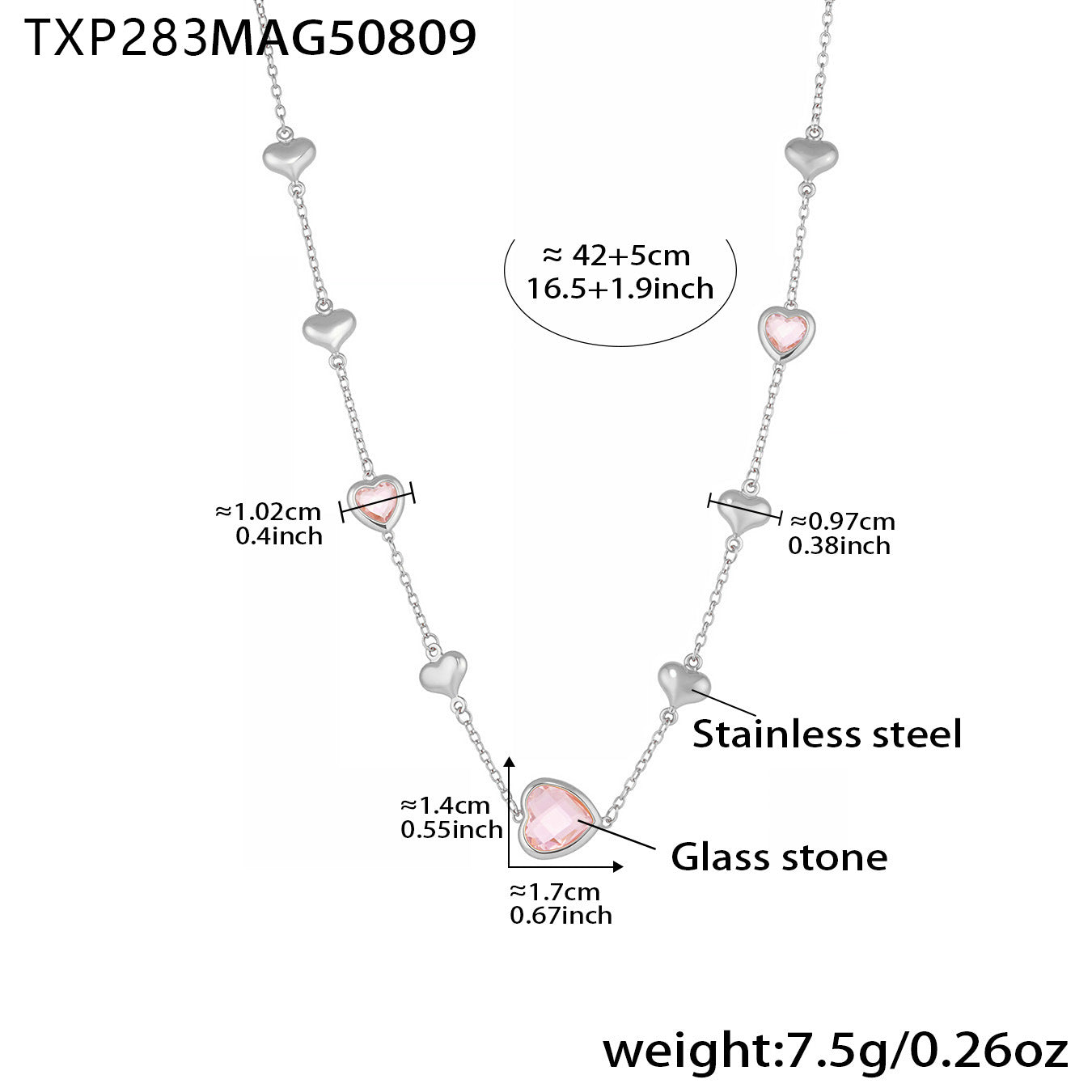 B廠【TXP283】珠寶新品切面玻璃石空心愛心項鍊不銹鋼鍍18k真金精美首飾 25.08-3