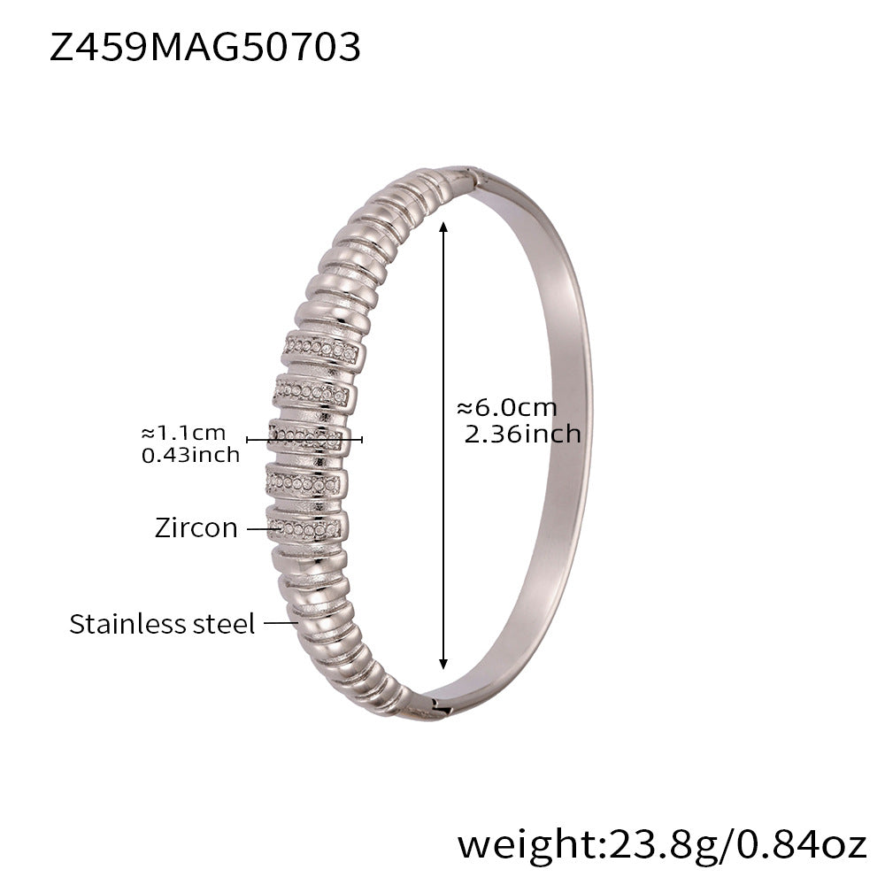 B廠【Z454】滿鑽5A鋯石卡扣高品質超閃手環組合不鏽鋼鍍18k真金不掉色 25.07-3
