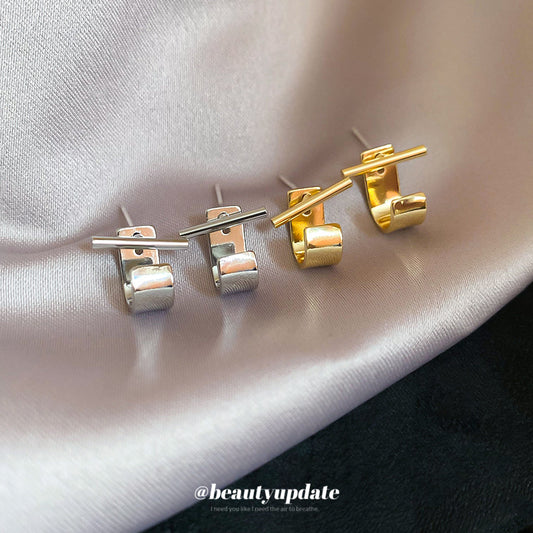 A廠【HE26086】925銀針小巧精緻幾何字母耳環女個性冷淡風設計耳環輕奢高級感耳飾女 25.04-4