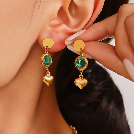 B廠【TXF284】歐美飾品不銹鋼愛心耳環超閃捷克玻璃耳環小眾輕奢耳飾保色 25.06-3