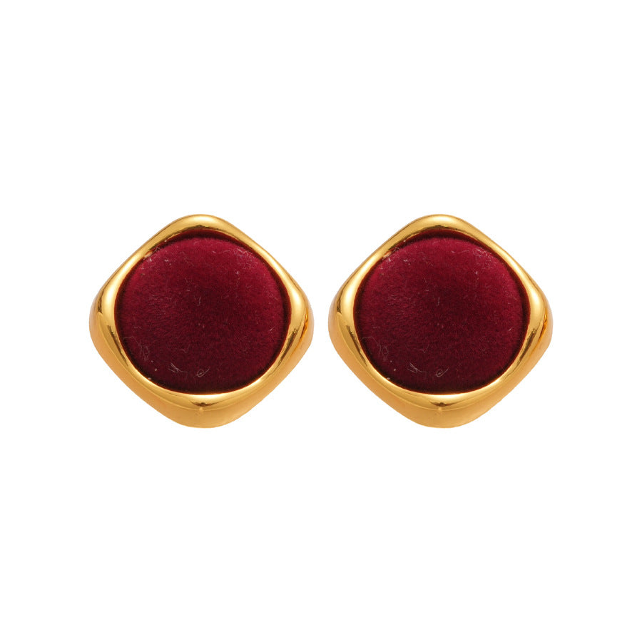 A廠【WE4979】925銀針植絨幾何圓形吊墜耳環秋冬款復古港風耳環耳墜小眾設計感耳環
 25.10-4