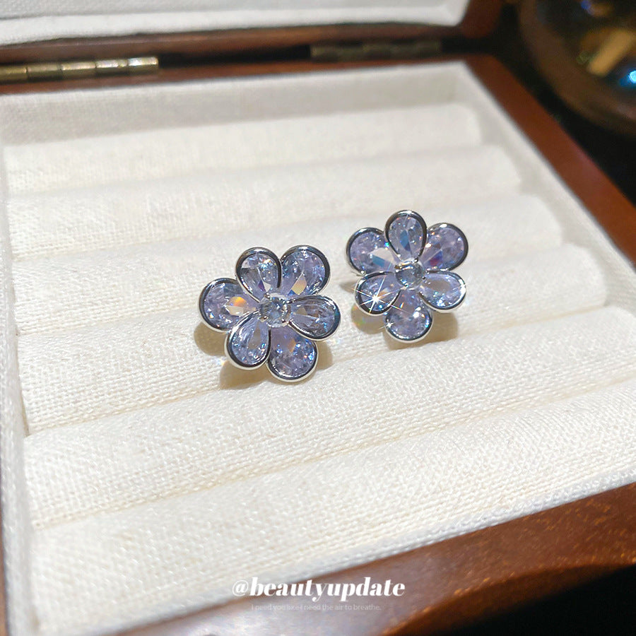 A廠【HE28931】超閃鋯石水滴花朵無耳洞耳骨夾時尚簡約百搭耳夾輕奢高級感耳環女
 25.10-3