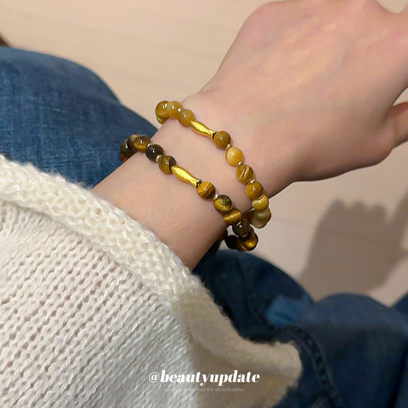 A廠【HB3237】全新中式錦鯉虎眼石款串珠手鍊美拉德小眾百搭手環輕奢高級感手飾女 24.11-2