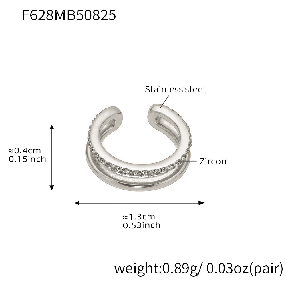 B廠【F584】歐美新款飾品無耳洞耳夾帶鑽仿珍珠耳飾不鏽鋼鍍18k金保色 25.08-5