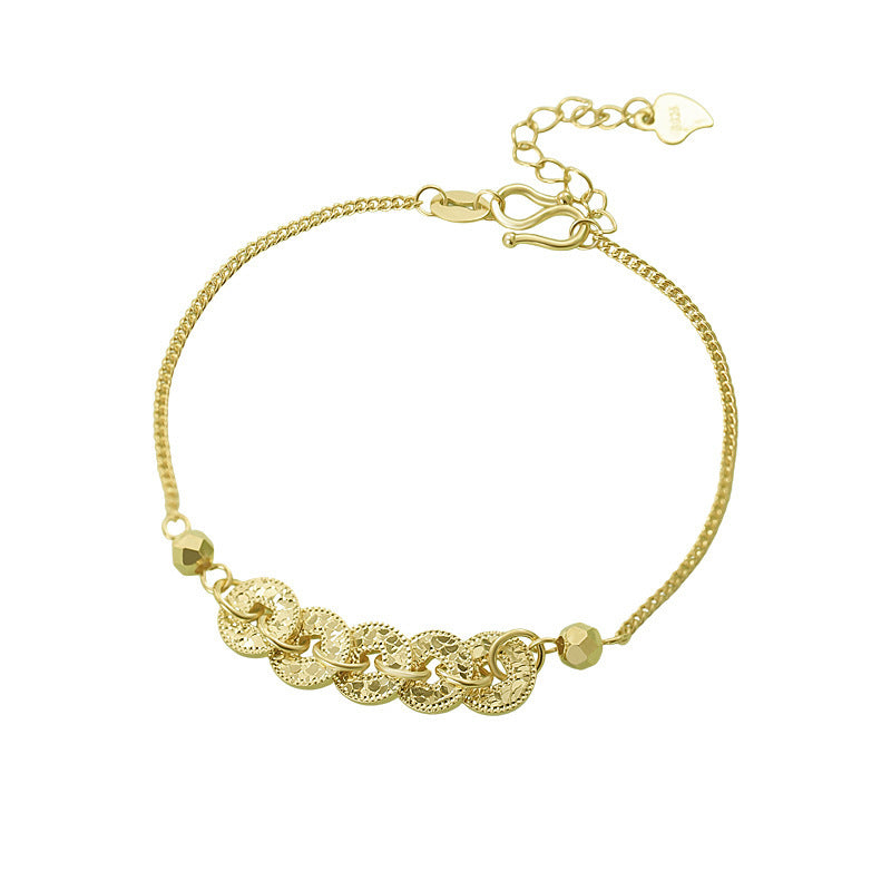 E廠【YC4186SL】S925純銀碎冰冰錢幣手鍊輕奢文藝小眾百搭氣質精美手飾 25.05-5