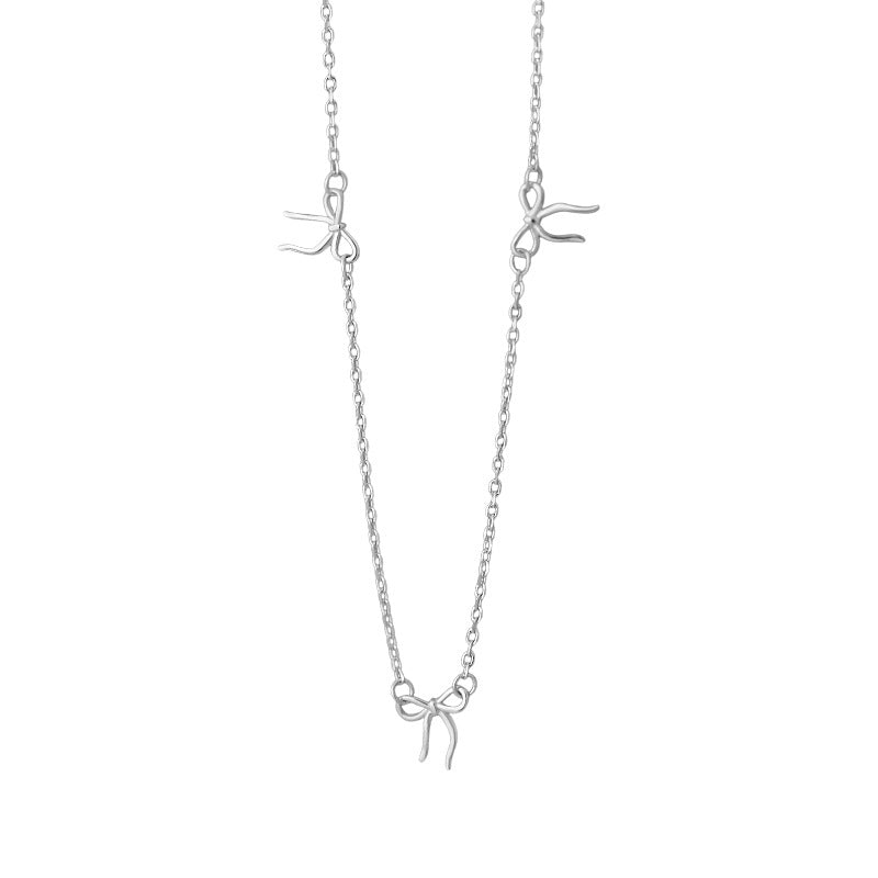 E廠【YC3016N】S925純銀蝴蝶結項鍊新款氣質在逃公主甜美高級時尚鎖骨鏈 25.03-4