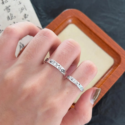 F廠【DQ8593R】999足銀新中式吉言貓咪戒指女時尚簡約納福小貓純銀推拉指環 25.04-2