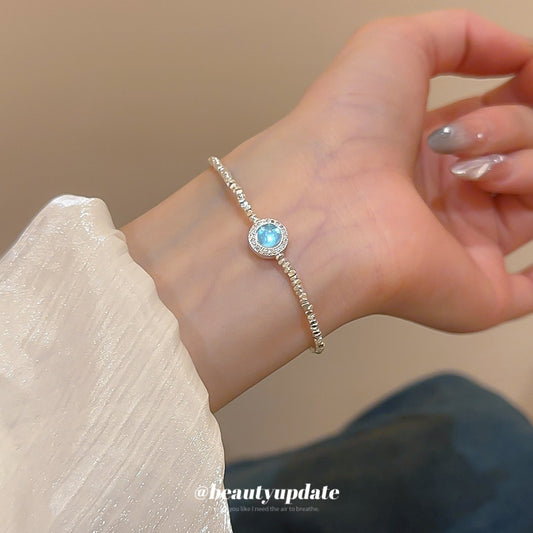 A廠【HB3965】鋯石碎銀黑旦石樹脂吊墜手鍊幾何時尚簡約百搭手飾輕奢高級感飾品 25.05-4