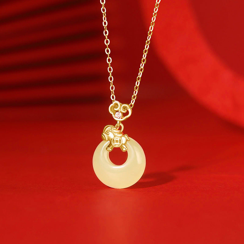 E廠【YC3540N】原創S999足銀馬上有錢平安扣項鍊女本命年復古福氣鎖骨鏈
25.10-5