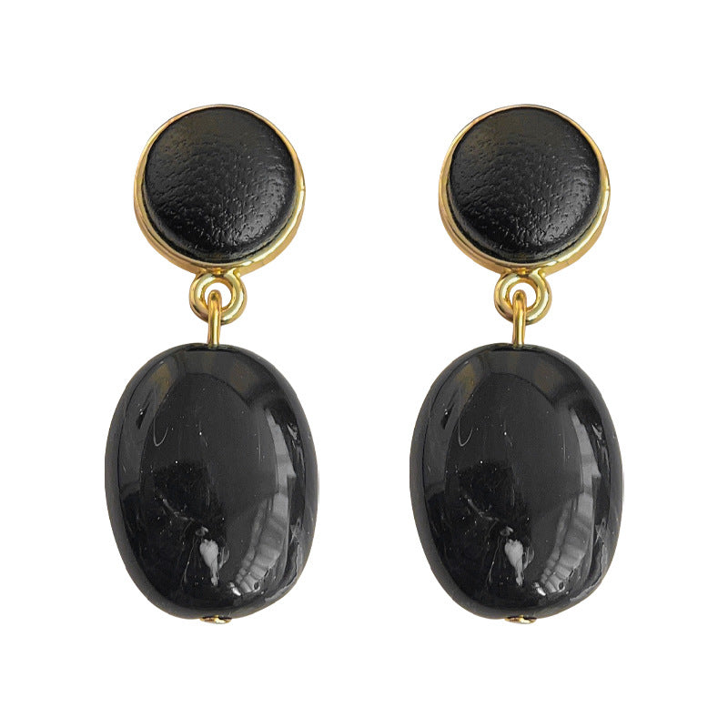 C廠【3557】時尚通勤高級感黑色系電鍍14K百搭通勤耳飾 24.01-1