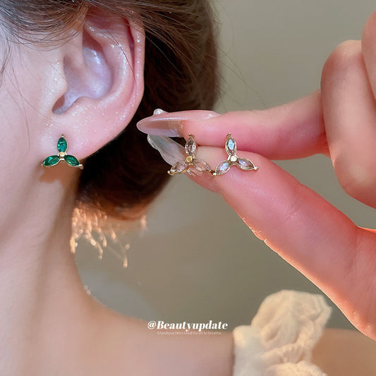 A廠 【HE26580】鈦鋼鋼針鋯石花朵耳環簡約小巧優雅精緻百搭耳環輕奢高級感耳飾女 25.05-4