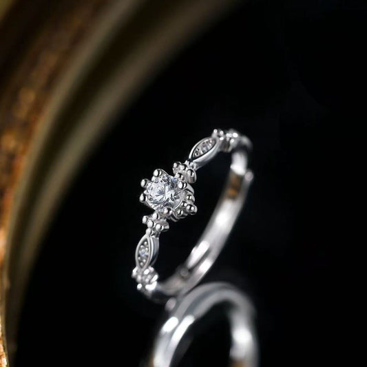 E廠【XDQ8306R】S999純銀時尚輕奢閃鑽戒指女簡約高級感鑲鋯石氣質開口食指戒
25.12-4