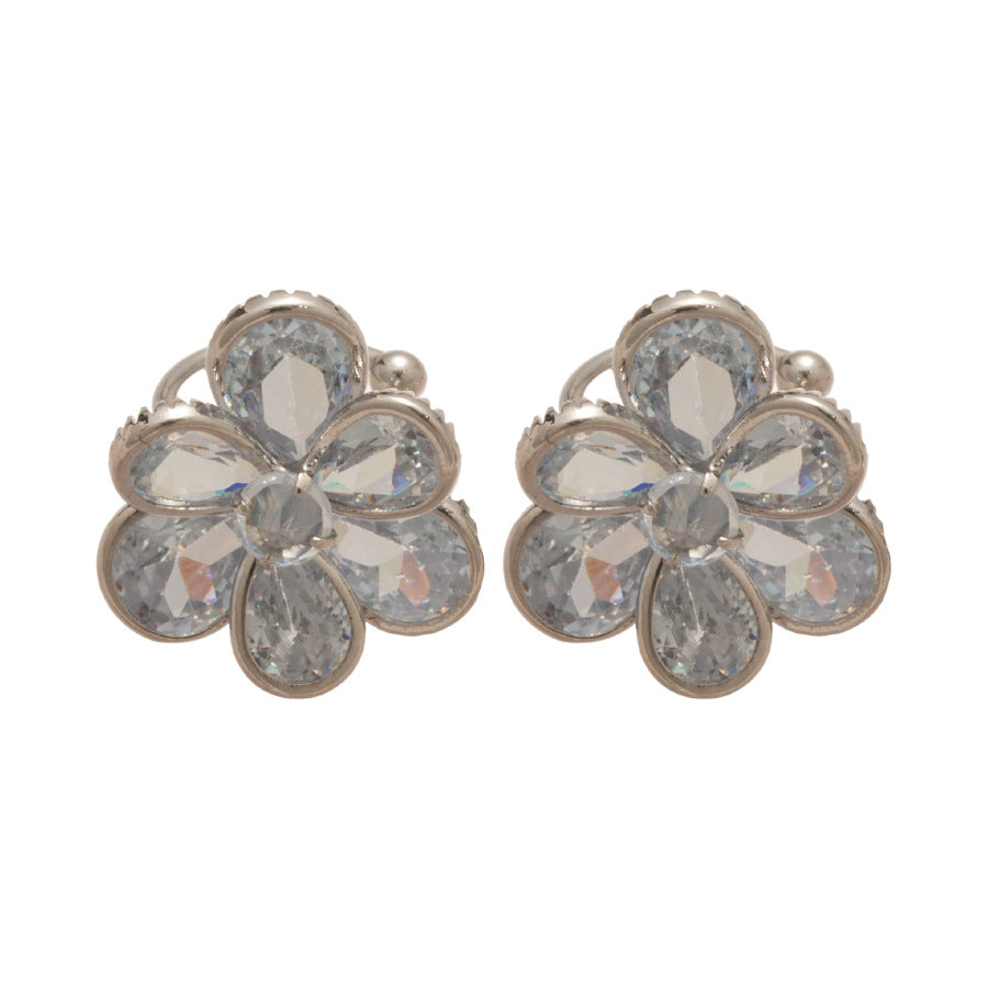 A廠【HE28931】超閃鋯石水滴花朵無耳洞耳骨夾時尚簡約百搭耳夾輕奢高級感耳環女
 25.10-3