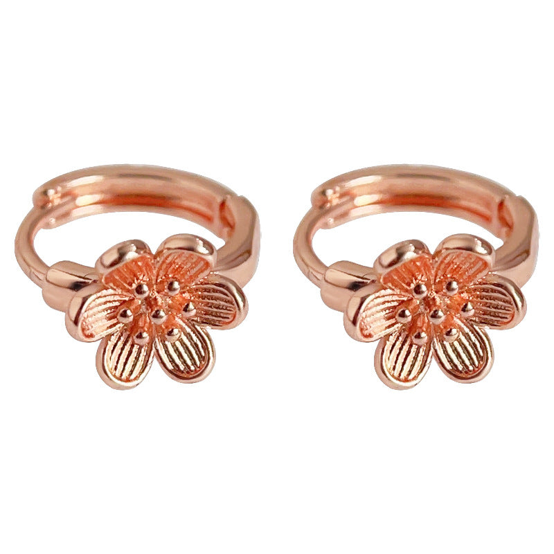 C廠【3606】森繫小清新優雅氣質鍍玫瑰金花朵耳扣簡約通勤百搭耳飾 24.01-3