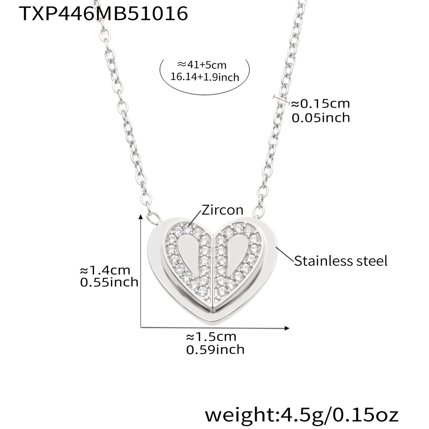 B廠【TXP446】小眾設計雙層愛心5A鑲鋯石戒指耳環項鍊不鏽鋼材質鍍18k金
 25.10-4