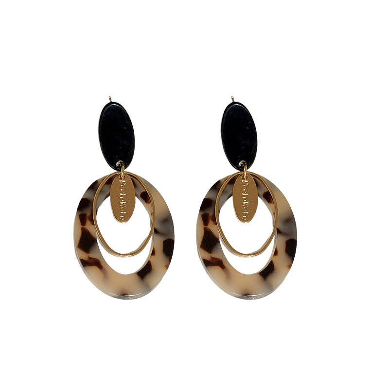 A廠【HE22148】925銀針誇張豹紋字母幾何耳環時尚高級感耳墜歐美跨國氣質個性耳環女 24.08-5